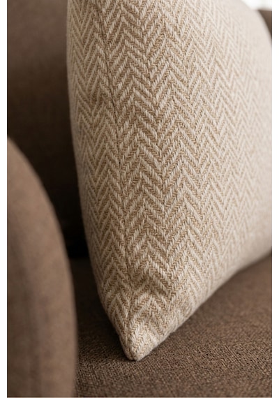 Chevron Bohem Dekoratif Punch Yastık Kırlent Kılıfı Bej 45 x 45