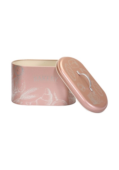 Sn Bakery Rose Gold Desenli Oval Metal Ekmek Kutusu, 10.4 Lt Pembe