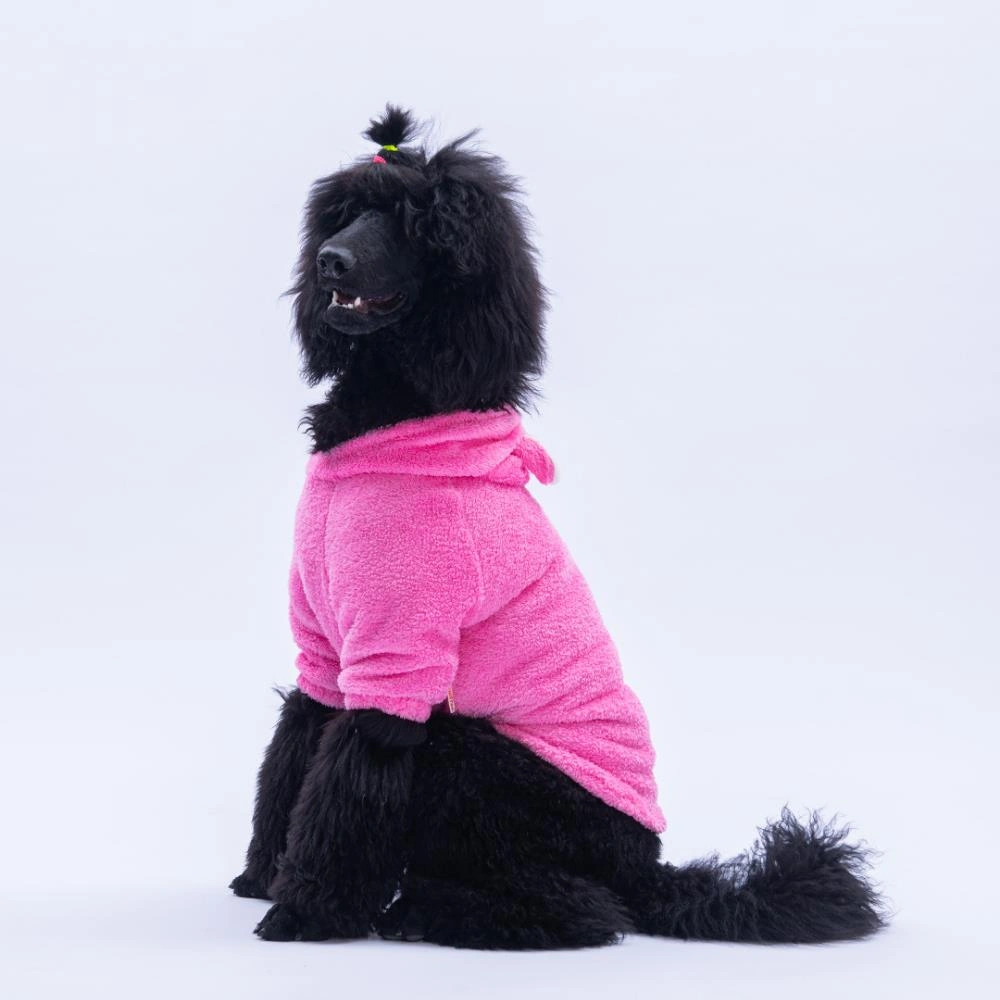 Pembe Lucca Teddy Hoodie Ayı Kulaklı Peluş Orta Büyük Irklar Köpek Kıyafeti Köpek Sweati