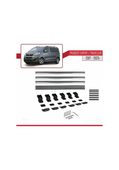 Peugeot Expert 3 Traveller 2017 Ve Sonrası İle Uyumlu Basıc Model Ara Atkı Tavan Barı Gri 3 Adet