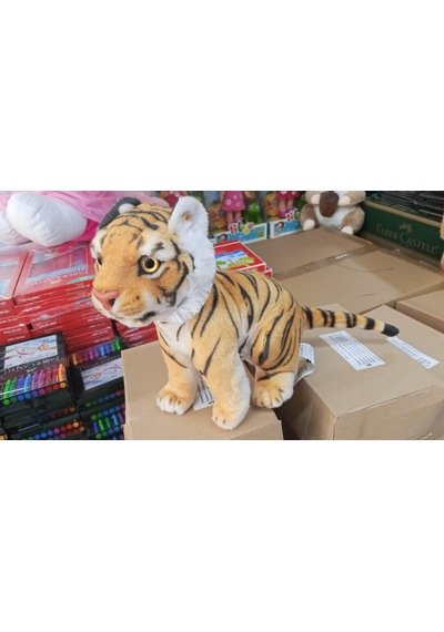 Oyuncak Peluş Uyku Arkadaşı Realistik Oturan Yavru Kaplan Peluş Oyuncak 30 Cm