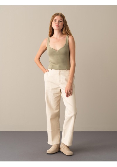 Xint Yeşil Slim Fit Açık V Yaka Pamuklu Triko Atlet 850833