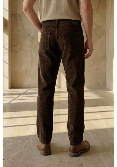 Little Cup Jeans Co Erkek Baggy Fit Rahat Kalıp Kahverengi Kadife Pantolon