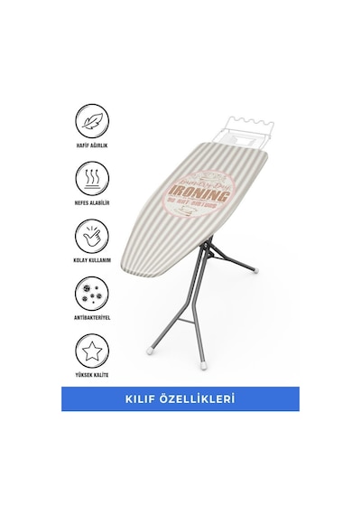 Ütü Masası Kılıfı Örtüsü Bezi, Do Not Disturb Desen Süngerli Ve Keçeli, Yanmaz, Ayarlanabilir 48x138 Cm