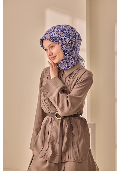 Silk Home Soft Eşarp 73091-03 Vizon, Lacivert, Krem