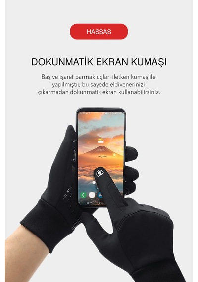 Mucit Home Xl Soğuk Rüzgar Geçirmez Suya Dayanlıklı Dokunmatik Eldiven Parmak Korumalı Motoreldiveni