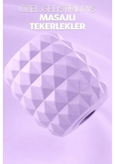 Kas Gevşetici Masaj Aleti 18 Tekerlekli Lenf Drenaj Rulosu Bacak Kol Selülit Önleyici Mor