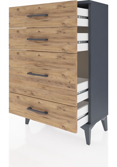 Arges Komodin 4 Çekmeceli 60x30x96 Antrasit-çam Antrasit