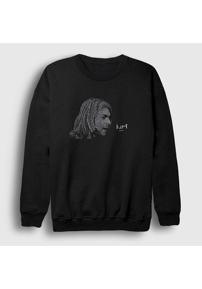 Presmono Unisex Words Nirvana Kurt Cobain Sweatshirt Siyah