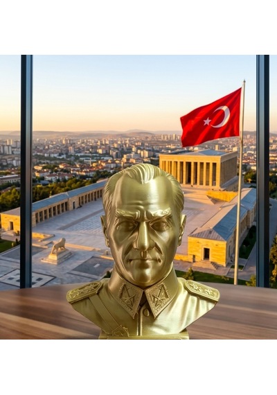Gazi Mustafa Kemal Büstü Dekoratif 15 Cm Atatürk Heykeli Masaüstü Biblo Hediyelik