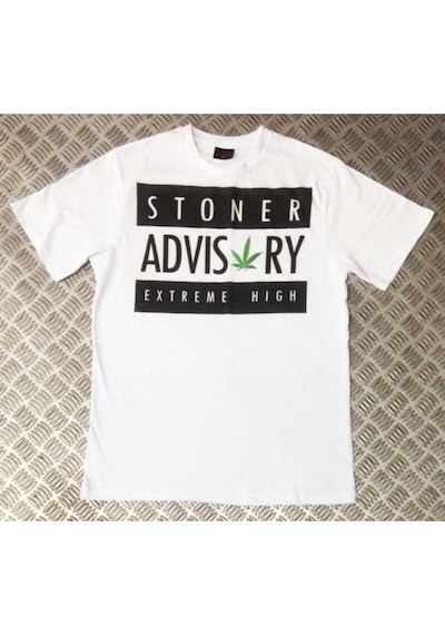 Stoned&Fame Stoner Advısory Baskılı T-shirt Beyaz