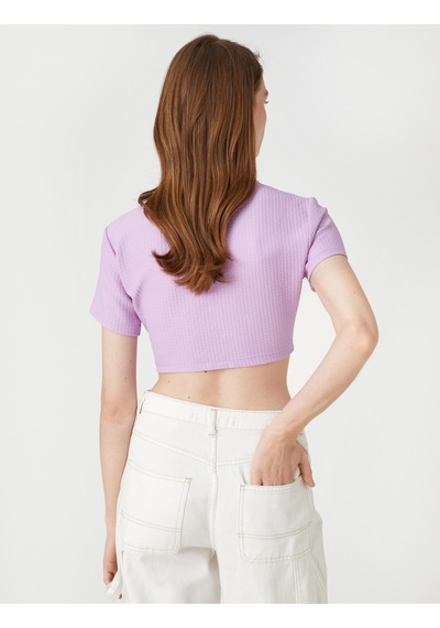 Koton Crop Bluz Halka Detaylı Lila 2sak30123pw LILA