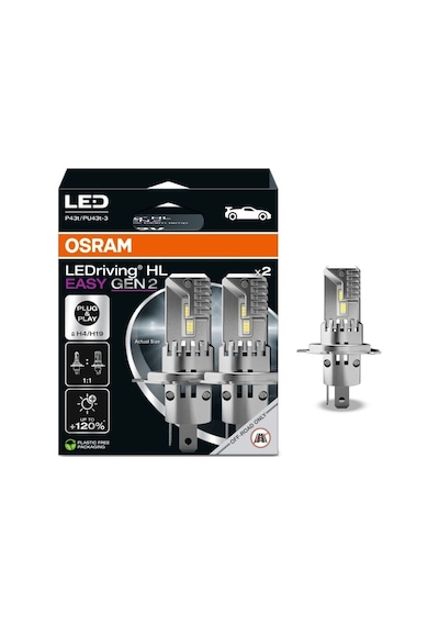 Osram 12v H4/h19 Xenon Led Far Ampul Seti 25w + %120 Parlak Işık 6500k 2000 Lümen P43t/pu43t
