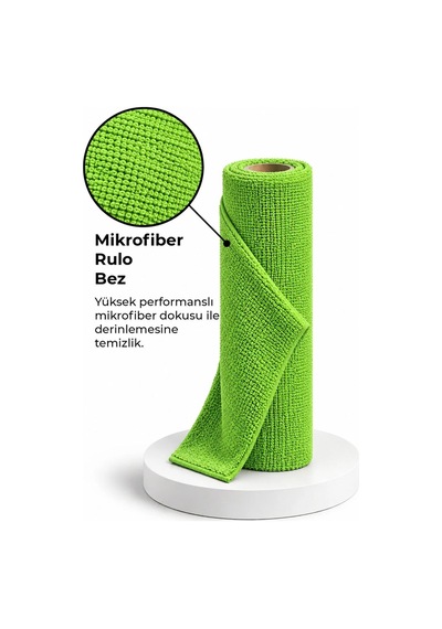 20 Li Rulo Mikrofiber Temizlik Bezi 25x30 Cm Yıkanabilir Kopart Kullan Süper Emici İz Bırakmaz Yeşil