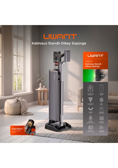 Uwant V800 40.000 Pa Şarjlı Standlı Dikey Süpürge