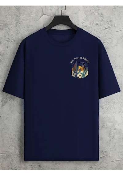 Uyguntarz Unisex Arizona Baskılı Oversize Tshirt Lacivert