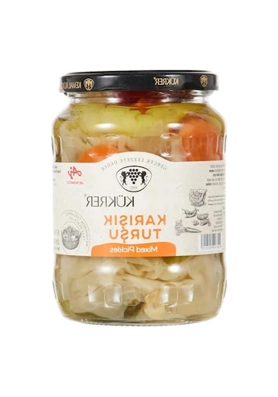 Lezzetli Karışık Turşu - Cam Kavanoz 650 Gr Açık Kahverengi