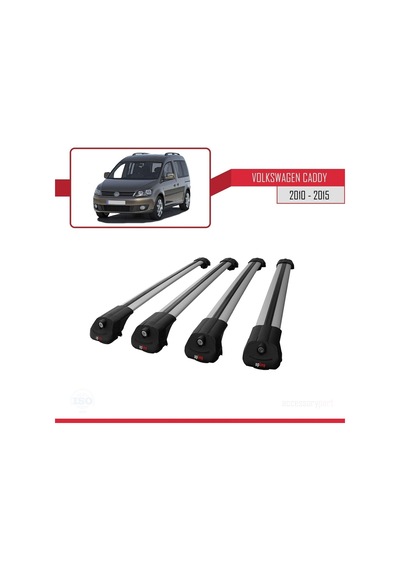 Volkswagen Caddy 2010-2015 Arası İle Uyumlu Ace-1 Ara Atkı Tavan Barı Gri 4 Adet Bar