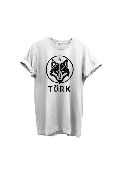 Kurt Ve Türk Özel Koleksiyon Serisi-2 Tasarım Baskılı %100 Pamuk T-shirt Beyaz