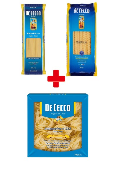 De Cecco 3'lü Paket / Bucatini - Mafaldine - Fettuccine