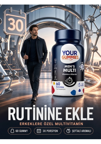 Y'our Gummie Erkek Multivitamin ve Mineral Gummies Ginseng ve Koenzim Q10 60 Gummies