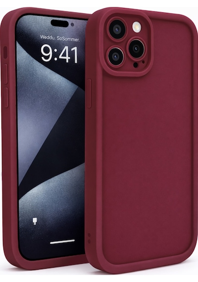 Apple Uyumlu iPhone 16 Pro Kamera Çıkıntılı Mat Silikon Telefon Kılıfı Bordo