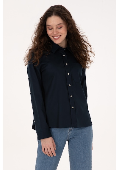 U.s. Polo Assn. Kadın Lacivert Gömlek Desenli 50316377-vr033 Lacivert