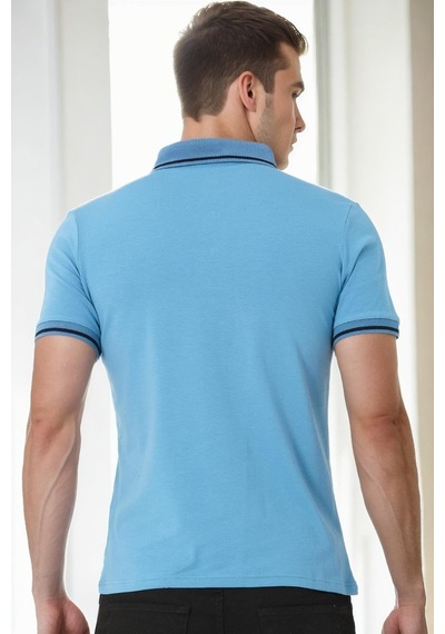 T9586 Dewberry Erkek Polo Yaka T-shırt-indigo İndigo