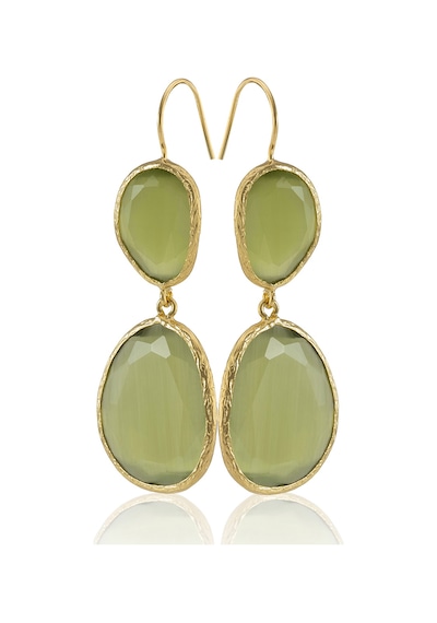 Kadir Jewellery 22 Ayar Altın Kaplama Kadın Sallantılı Küpe -el İşçiliği Ve Hipoalerjenik Küpe Altın - Zeytin Yeşili 31431584