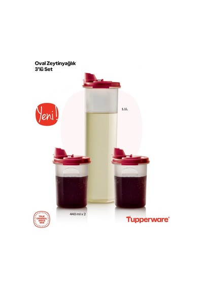 Oval Zeytinyağlık 3 Lü Set Kırmızı
