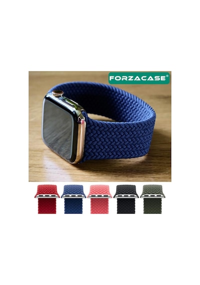 Forzacase Apple Uyumlu  Watch 10 Series 46mm İle Hasır Örgü Solo Loop Kordon Kayış - Fc401 Siyah