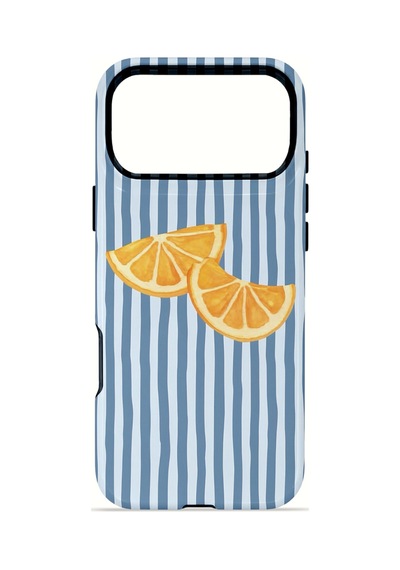 Apple iPhone Uyumlu 17 Pro Max Vorian Çift Katmanlı Magsafe Kılıf Blue Orange Slices