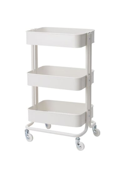 Çelik-Beyaz Servis Arabası 35X45X78 Cm Ikea Banyo Düzenleyici-Raf Beyaz