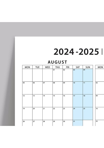 2026-2027 Akademik Duvar Takvimi, Ağustos Başlangıçlı, Academic Wall Calendar