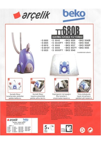 Arçelik Uyumlu Tt 680 B Süpürge Toz Torbası