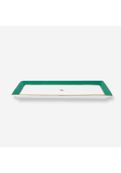 Yeşil Porselen Servis Tabağı 33,3x15,5 Cm