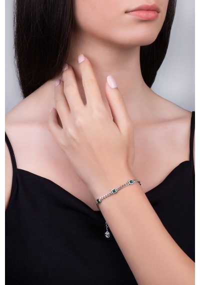 Arianna 18 Ayar Beyaz Altın Kaplama 19 Cm Gümüş Zincir Bileklik