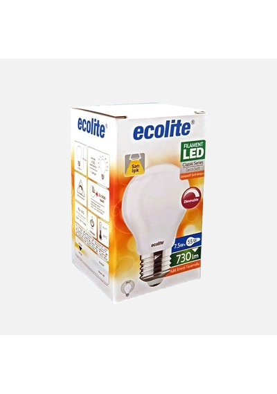 Ecolite Soft Filament Dimmer A60 7.5 W Sarı Klasik E27 Duy Led Ampul 3'li Avantaj Paketi Mıchu