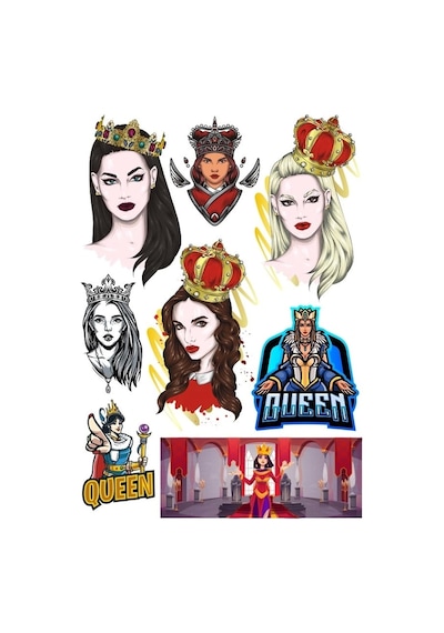 Kraliçe Sticker Set 8 8 Parça Telefon, Tablet, Defter, Laptop Sticker