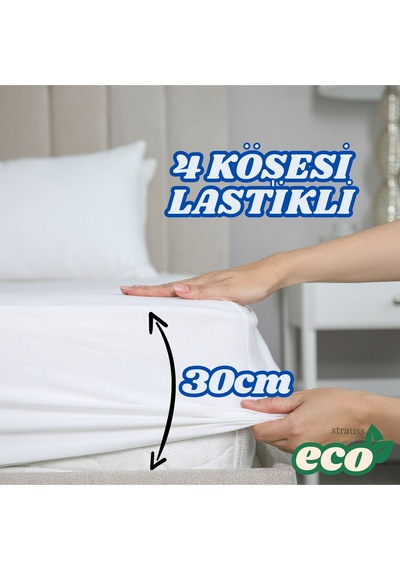 Home Lastikli Alez Yatak Koruyucu Sıvı Geçirmez Fitted 4 Köşe Tek Çift Battal Boy Beyaz