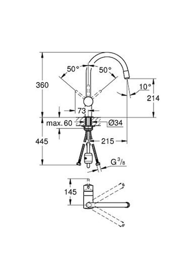 Grohe Minta Tek Kumandalı Spiralli Eviye Bataryası 32918000
