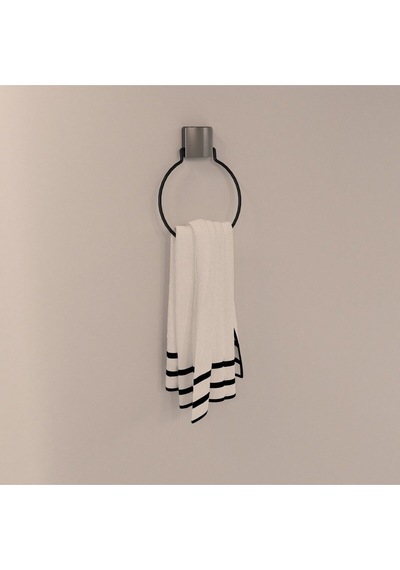 Decorev Yapışkanlı Lüks Banyo Havluluk Askılığı Yuvarlak Siyah Metal Paslanmaz Havluluk Siyah