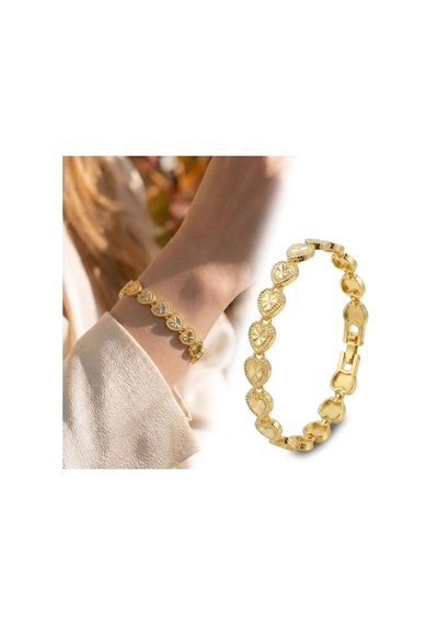 Premium Şık Ve Parlak Amorette 24k Gold Kaplama 8 Mm Kadın Bijuteri Bileklik 3183kbv5d13 18cm Altın