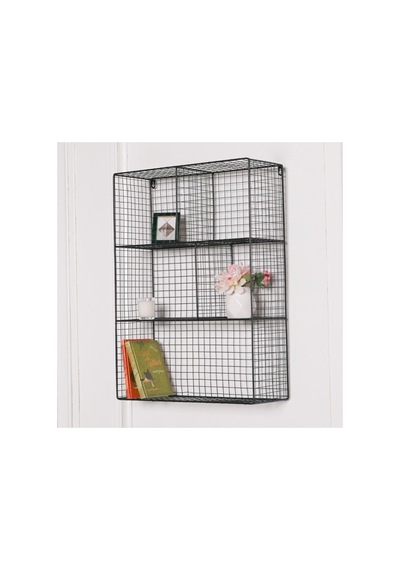 Tr Grid Wall Metal Kitaplık 5 Gözlü Duvar Rafı- Siyah 83x55 Siyah Diğer