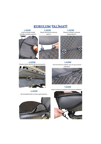 Terletmez Cepli Oto Koltuk Minder Seti Kolay Montaj Universal Koruyucu Kılıf Kumaş Gümüş