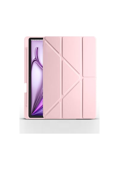Apple Uyumlu iPad Air 13 Inç 2024 M2 Kılıf Kalem Şarj Bölmeli Stadlı Uyku Modlu Arkası Silikon Akıllı Case Kılıf