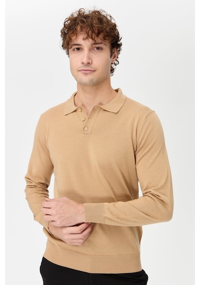Desen Erkek Basic Polo Yaka İnce Triko Kazak S.kahve S.kahve