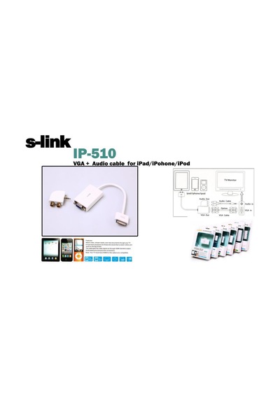 S Link Ip 510 Apple Uyumlu iPad To Vga Ve Audio Adaptör