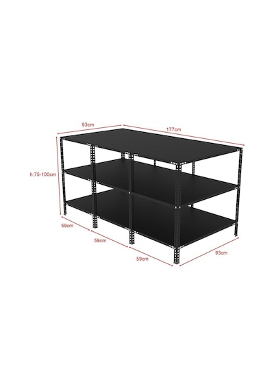 3 Katlı Renkli Paketleme Masası - Atölye, Depo, Hobi Çalışma Masası - Mavi Mavi-177x93 Cm-75 Cm Çok Renkli
