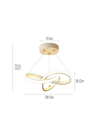 Aura Beyaz Ultrapower Led Avize, Modern Sarkıt Tasarım, Alüminyum Gövde, 6500k Beyaz Işık, 36w, Diğer